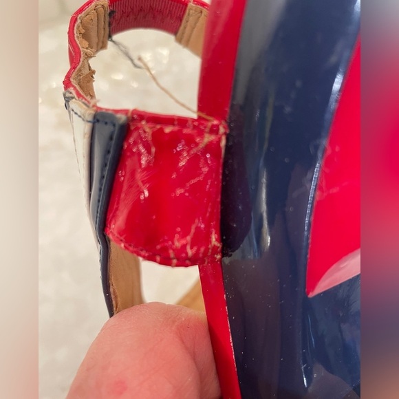 Diva Lounge Patriotic Red White & Blue ankle strap platform high heels Sz 7 - Picture 5 of 9